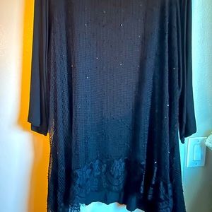 Black tunic with sheer overlay and sparkles
